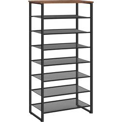 Hoobro 8-Tier Rustic Brown/Black Shoe Rack 60x126cm