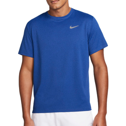 Nike Men's Miler Short Sleeve Dri-FIT UV Running Top - Game Royal/Midnight Navy/Heather