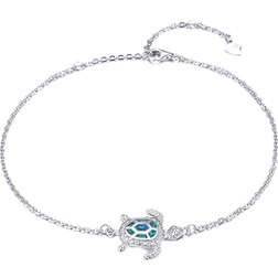 Pupillemon Jewelry Sea Turtle Ankle Bracelet - Silver/Opal