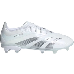 Adidas Junior Predator 24 Elite Cleats FG - Cloud White/Silver Metallic/Cloud White