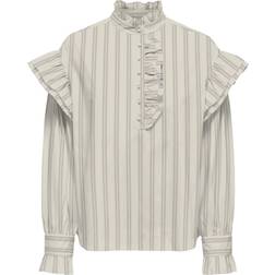 Only Malou Frill Blouse - Bone White/Pink Lady