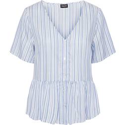 Pieces Alvina Short Sleeved Top - Blue Bell