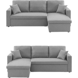 Sweeek Reversible Corner Light Grey Sofa 219cm 3 Seater