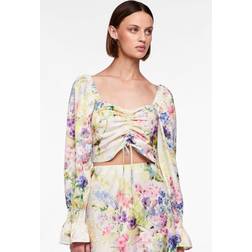 Pieces dame top PCMARI Cloud Dancer FLOWERS