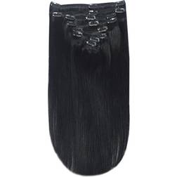 Cliphair 130g Clip In Hair Extensions Human Hair Full Head Jet Black #1, 20"