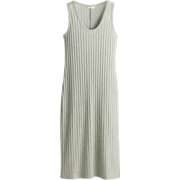 H&M Ribbed Knit Dress - Pale Green Mottled