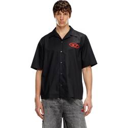 Diesel Chemise Bowling Avec Logo Brodé - Noir
