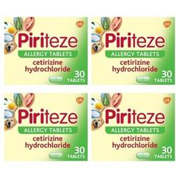 4x Cetirizine Hydrochloride Hayfever Skin Dust Allergy Relief