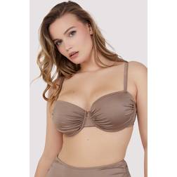Wolf & Whistle Jade Fuller Bust Ruched Balconette Bikini Top, Taupe