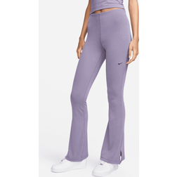 Nike stramme Sportswear Chill Knit-leggings med vidde og lille ribkant lilla EU 36-38