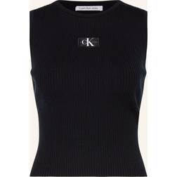 Calvin Klein Slim Ribbed Lyocell Tank Top - Black