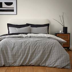 Dunelm Devan Check Duvet Cover Black (220x260cm)