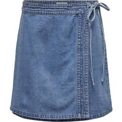 Only Villa Wrap Tie Skirt - Light Blue Denim