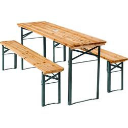 tectake Bierzeltgarnitur mit Tisch und 2X Bierbank 170 x 46 x 78 cm - Braun