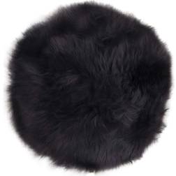 House Nordic Rund Sittdyna Lammskinn Syntetmaterial 35 cm Svart Stolsdyna Svart