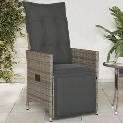 Homie Gartensessel Verstellbar mit Kissen 10-tlg Grau Poly Rattan Outdoor-Sessel