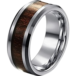 Unique Tungsten Ring - Silver/Brown