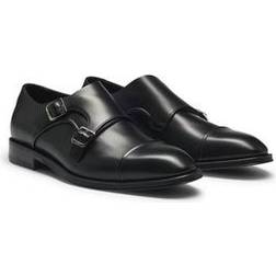 HUGO BOSS Cap-toe Double Monk Shoes In Leather