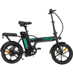 Hitway E-Bike for Adults 16" Lightweight 250W Electric Folding Bike - Black/Green Unisex