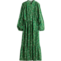 H&M Maxi Dress With Ruffles - Green/Patterned