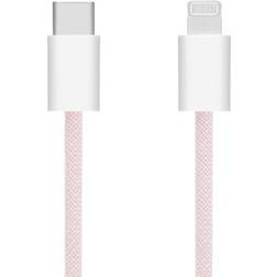 Linocell Flätad USB-C Till Lightning Kabel Rosa 0,5 m