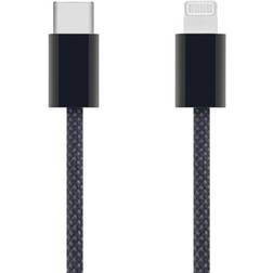 Linocell Flettet USB-C- til Lightning-kabel Svart 2 m