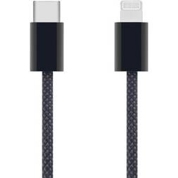 Linocell Flettet USB-C- til Lightning-kabel Svart 0,5 m