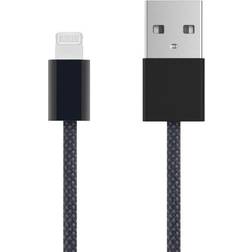 Linocell Flettet USB-A- til Lightning-kabel Svart 1 m