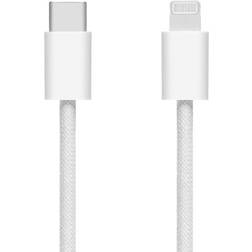 Linocell Flettet USB-C- til Lightning-kabel Hvit 1 m