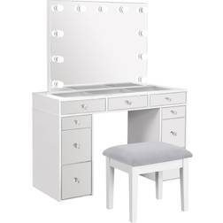 Coaster Regina Makeup Vanity Table with Lighting White Dressing Table 18x37" 2pcs