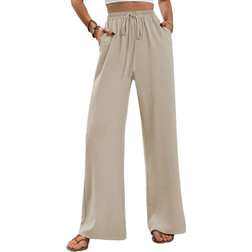 Shein LUNE Drawstring Waist Slant Pocket Wide Leg Pants