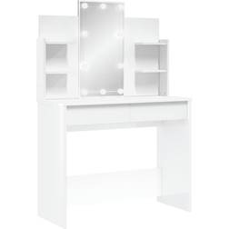 vidaXL Makeup Vanity Desk with LED Lights High Gloss White Coiffeuse 40x96cm