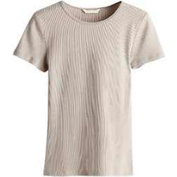 H&M Ribbed T-shirt - Light Beige