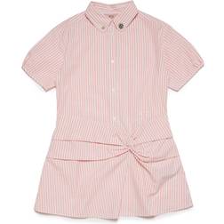 N°21 Kid's Striped Poplin Shirt Dress - Orange