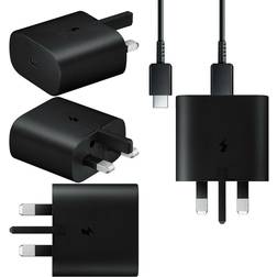 Samsung Official UK 3 Pin 2 Amp 25W Fast Mains Charger USB-C Data Cable In Black