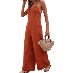 Shein Vcay Summer Beach Dual Pocket Wide Leg Cami Jumpsuit