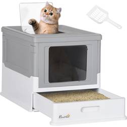 Pawhut Fully Enclosed Cat Litter Box with Front Entry Top Exit