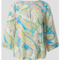 s.Oliver Viskosebluse mit Fledermausärmeln, Damen, creme mehrfarbig