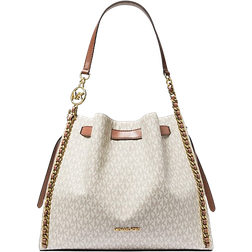 Michael Kors Mina Large Signature Logo Chain Shoulder Bag - Vanilla