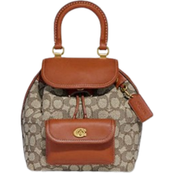 Coach Riya Backpack 21 - Signature Jacquard/Brass/Cocoa Burnished Amb