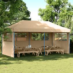 vidaXL Foldbart Pop-Up Festtelt Med 3 Sidevægge Beige