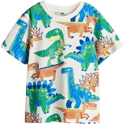 H&M Kid's Printed T-shirt - White/Dinosaurs (1216652044)