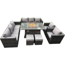 Fimous Gas Fire Pit Essgruppe, 1 Tisch einschl. 2 Stühle & 2 Sofas