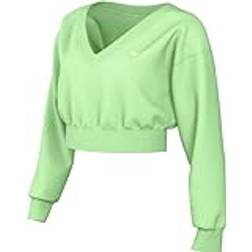 Nike W Phnx Flc Crop Vneck Sweatshirts Vapor Green/Sail