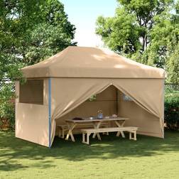 vidaXL Foldbart Pop-Up Festtelt Med 4 Sidevægge Beige
