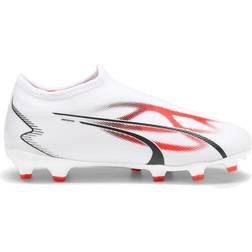 Puma Big Kid's Ultra Match LL FG/AG - White/Black/Fire Orchid