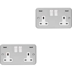 Loops 2 Gang 13A Switched UK Plug Socket