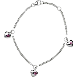 Nordahl Andersen 3 Hearts Bracelet - Silver/Pink