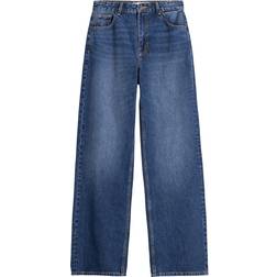 Bershka Højtaljede 90'er-jeans med vidde indigoblå vask