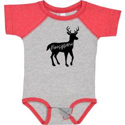 Inktastic Baby New Hampshire Black Deer Silhouette Bodysuit - Heather/Red